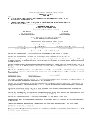 Thumbnail Westamerica Bancorporation
 10-K Annual Report 2023