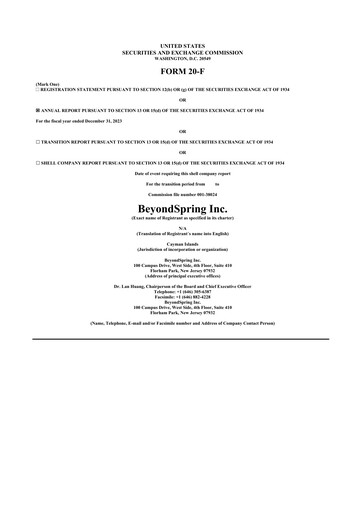 Thumbnail BeyondSpring 20-F Annual Report 2023