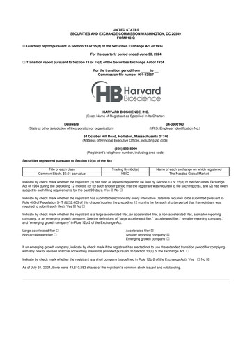 Thumbnail Harvard Bioscience 10-Q Quarterly Report FY2024 