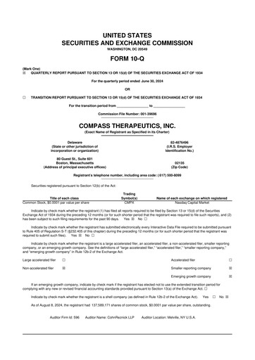 Thumbnail Compass Therapeutics 10-Q Quarterly Report FY2024 