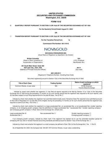 Thumbnail NovaGold Resources
 10-Q Quarterly Report FY2024 