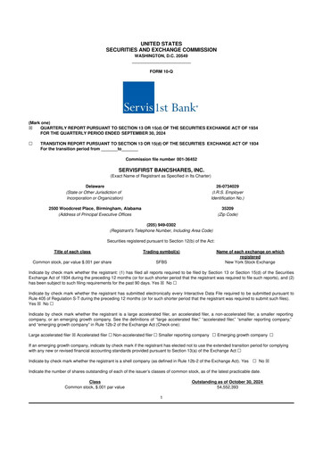 Vorschaubild ServisFirst Bancshares 10-Q Quartalsbericht 2024 