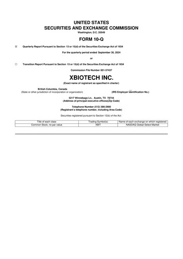 Thumbnail XBiotech 10-Q Quarterly Report FY2024 