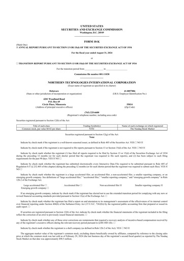 Thumbnail Northern Technologies International 10-K Annual Report 2024
