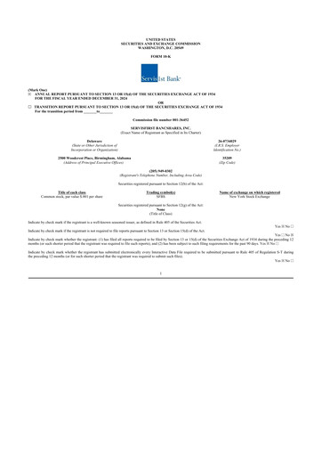 Thumbnail ServisFirst Bancshares 10-K Annual Report 2024