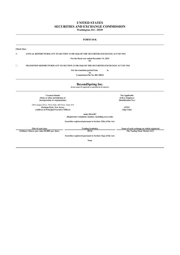 Vorschaubild BeyondSpring 10-K Jahresbericht 2024