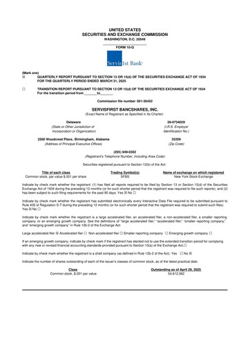 Vorschaubild ServisFirst Bancshares 10-Q Quartalsbericht 2025 