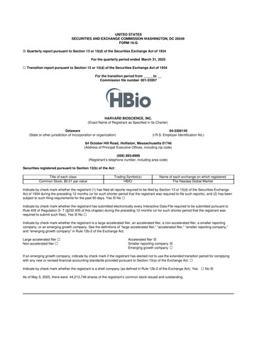 Thumbnail Harvard Bioscience 10-Q Quarterly Report FY2025 