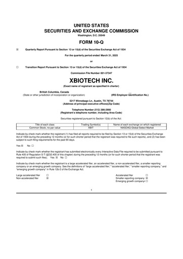 Thumbnail XBiotech 10-Q Quarterly Report FY2025 