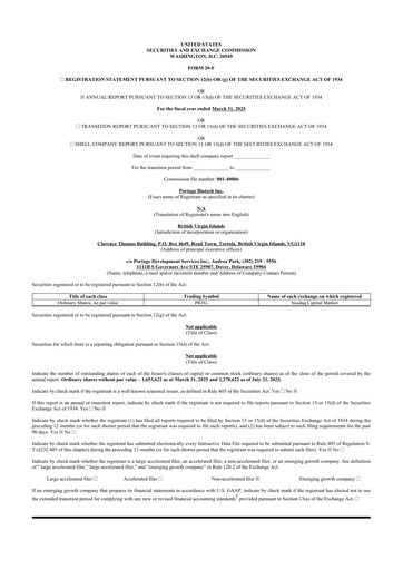 Thumbnail Portage Biotech 20-F Annual Report 2025