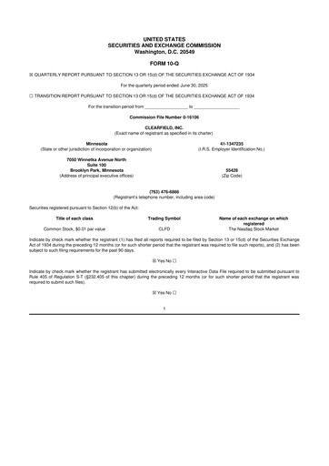 Thumbnail Clearfield 10-Q Quarterly Report FY2025 