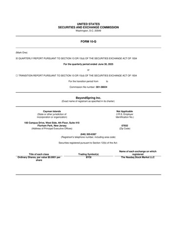 Miniature BeyondSpring 10-Q Rapport trimestriel 2025 