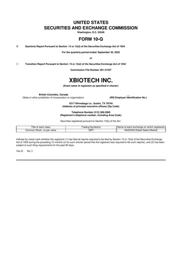 Thumbnail XBiotech 10-Q Quarterly Report FY2025 