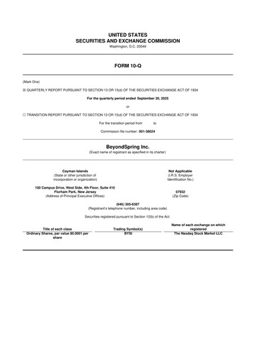 Miniature BeyondSpring 10-Q Rapport trimestriel 2025 