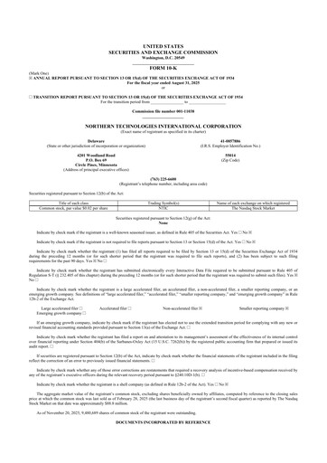 Thumbnail Northern Technologies International 10-K Annual Report 2025
