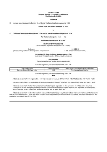Thumbnail Harvard Bioscience 10-K Annual Report 2025