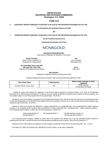 Thumbnail NovaGold Resources
 10-Q Quarterly Report FY2026 