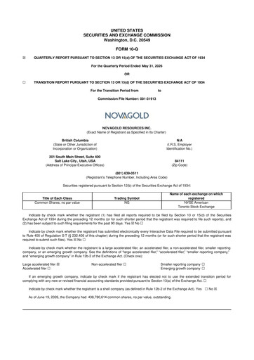 Thumbnail NovaGold Resources
 10-Q Quarterly Report FY2026 