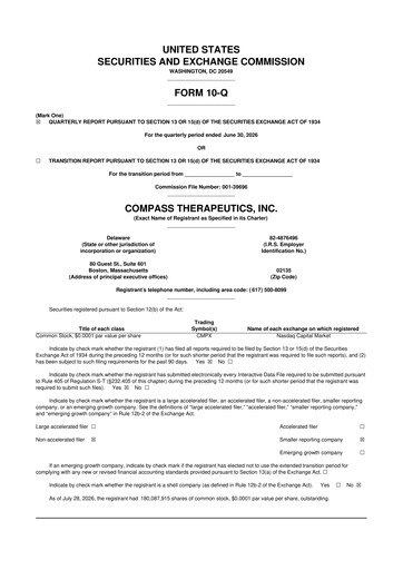 Thumbnail Compass Therapeutics 10-Q Quarterly Report FY2026 