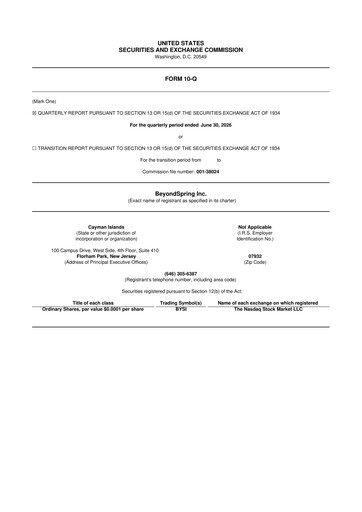 Thumbnail BeyondSpring 10-Q Quarterly Report FY2026 
