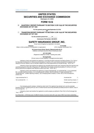 Miniature Safety Insurance
 10-Q Rapport trimestriel 2018 