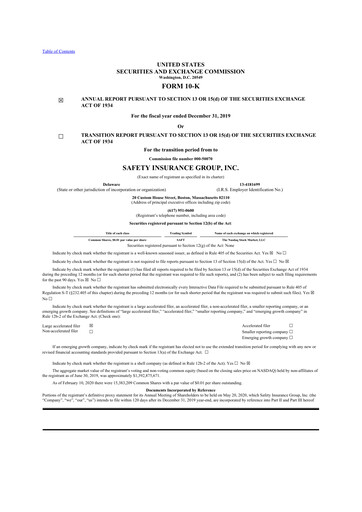 Thumbnail Safety Insurance
 10-K Annual Report 2019