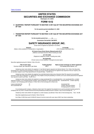 Miniature Safety Insurance
 10-Q Rapport trimestriel 2020 