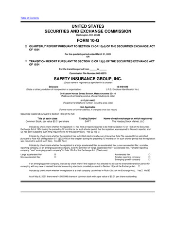 Miniature Safety Insurance
 10-Q Rapport trimestriel 2021 