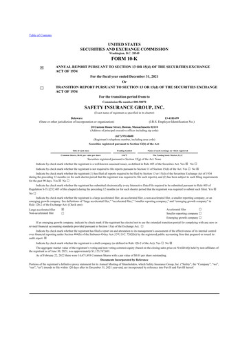 Thumbnail Safety Insurance
 10-K Annual Report 2021