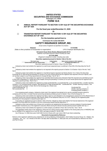 Thumbnail Safety Insurance
 10-K Annual Report 2025