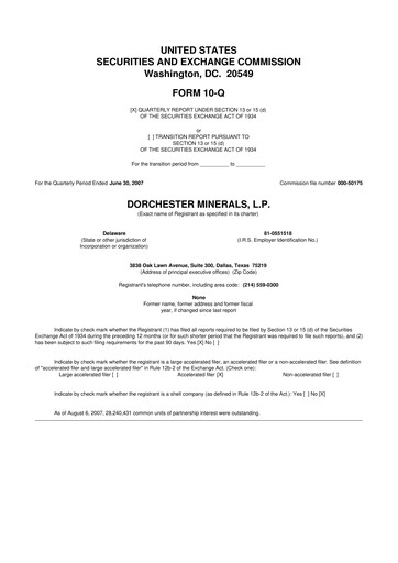 Thumbnail Dorchester Minerals 10-Q Quarterly Report FY 