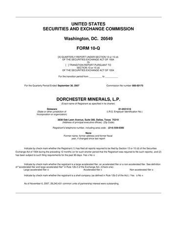 Thumbnail Dorchester Minerals 10-Q Quarterly Report FY 