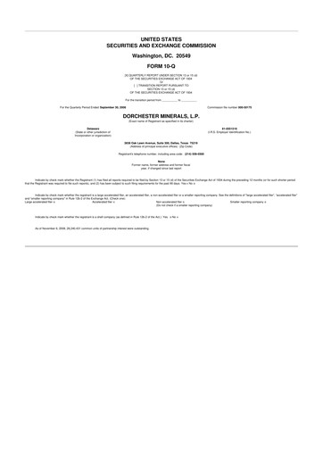 Thumbnail Dorchester Minerals 10-Q Quarterly Report FY 