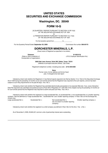 Thumbnail Dorchester Minerals 10-Q Quarterly Report FY 