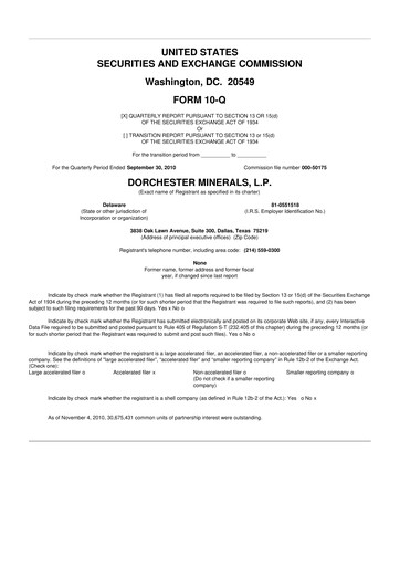 Thumbnail Dorchester Minerals 10-Q Quarterly Report FY 