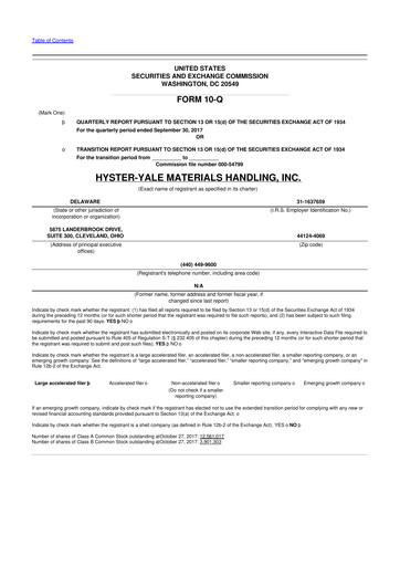 Thumbnail Hyster-Yale Materials Handling 10-Q Quarterly Report FY2017 