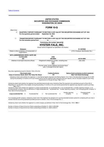 Thumbnail Hyster-Yale Materials Handling 10-Q Quarterly Report FY2025 