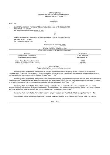 Thumbnail Sturm, Ruger & Co 10-Q Quarterly Report FY2013 