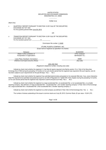 Thumbnail Sturm, Ruger & Co 10-Q Quarterly Report FY2013 