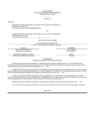 Thumbnail Sturm, Ruger & Co 10-Q Quarterly Report FY 