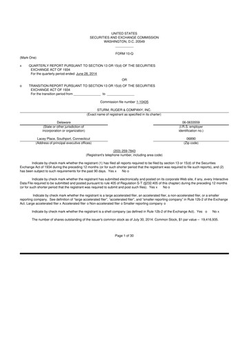 Thumbnail Sturm, Ruger & Co 10-Q Quarterly Report FY2014 