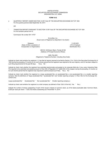 Miniature EVI Industries 10-Q Rapport trimestriel 2015 