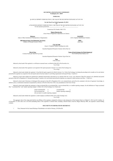 Thumbnail Magyar Bancorp 10-K Annual Report 2014