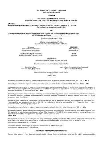 Thumbnail Sturm, Ruger & Co 10-K Annual Report 2014