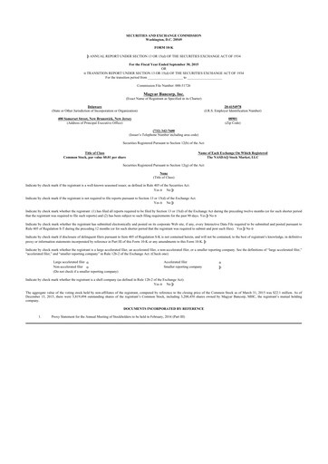 Thumbnail Magyar Bancorp 10-K Annual Report 2015