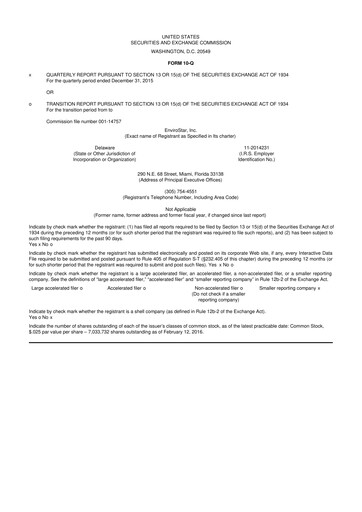 Miniature EVI Industries 10-Q Rapport trimestriel 2016 