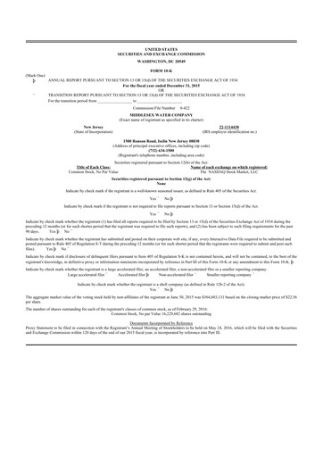 Vorschaubild Middlesex Water Company
 10-K Jahresbericht 2015