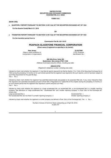 Thumbnail Peapack-Gladstone Financial 10-Q Quarterly Report FY2015 