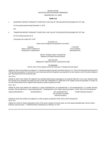 Miniature EVI Industries 10-Q Rapport trimestriel 2017 