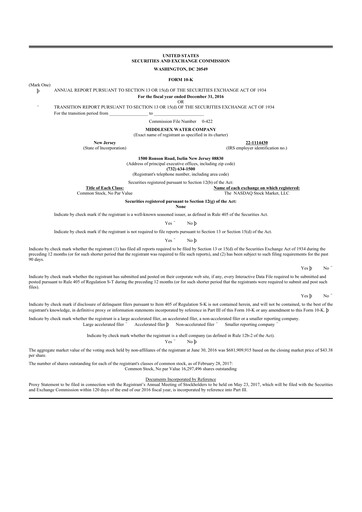 Vorschaubild Middlesex Water Company
 10-K Jahresbericht 2016